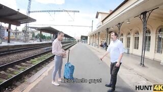HUNT4K. Sweetie earns for ticket on train by having sex
