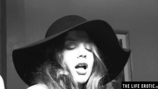 Freaky dark haired masturbates to a wild orgasm on the pool table