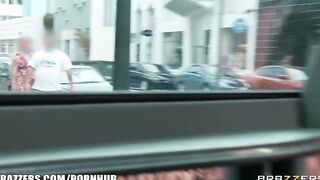 Pair of Brazzers Girls Drive around inside a Limo and Chat while Fucking