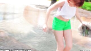 Adorable bimbos next door Nickey Huntsman is plowed into outside