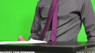 News Anchor Louise Jensen is Distracted at Work by a Big Penis