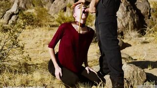 Thin, hardcore submissive masochist Brooke Johnson drinks piss, gets a rough caning, and got a severe sitting on face rimjob session on the desert rocks of Joshua Tree inside this Domthenation documentary