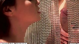 European cunt with mouth with a thick butt is plowed hard on the restroom floor