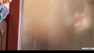 HOT long-butt dark haired is caught into the shower on tape