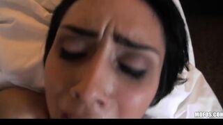 Fit young Hispanic shows off her ass before sex