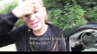 Natural blonde Czech cunt with mouth is picked up for outdoors sex