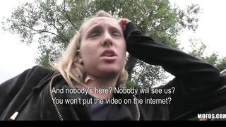 Natural blonde Czech cunt with mouth is picked up for outdoors sex