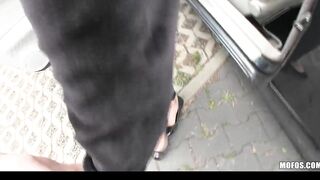 Natural blonde Czech cunt with mouth is picked up for outdoors sex