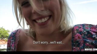 Blond Czech exhibitionist bounces her stunning butt on a huge-penis