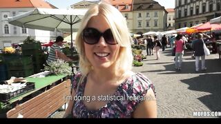 Blond Czech exhibitionist bounces her stunning butt on a huge-penis