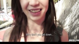 Beauty young Czech red head is paid to strip down and screwed inside outdoor