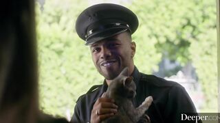 Deeper. Amazingly Hot Amber Moore can't resist a man inside uniform