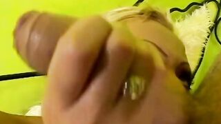 Stud with a giant tattoo fucks a blonde cougar with juicy hooters