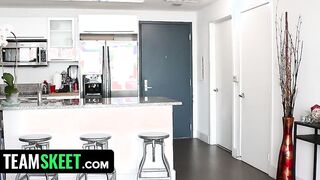 Perv Red Head Mom Walks Inside On Her Bombshell Step-Daughter Bound Up