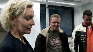 Older blonde inside tights is penetrated into all holes