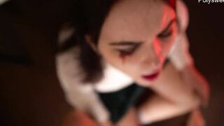 He caught up with her and screwed her inside the mouth