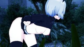 Nier Automata - Yorha 2B Gets Banged! Inside The Forrest