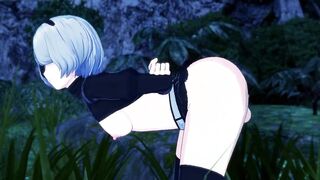 Nier Automata - Yorha 2B Gets Banged! Inside The Forrest