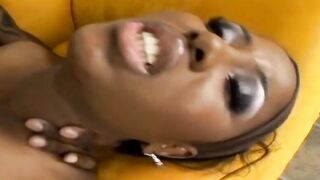 Turned On african guy fucks a african bitch rough on sofa