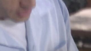 Small little dark hair whore gets 2 hands inside her snatch