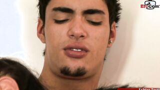 Anal three-way with 2 homosexual men and a Bae slender lady boy