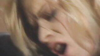 Vulgar blond Goddess deepthroats big white dick