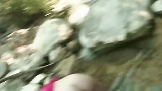 Crazy Sexy blonde Bombshell inside red nightie gets banged outdoor, takes