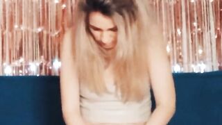 Slim blonde with cat ears has anal sex with a sex toy
