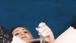 Slim blonde with cat ears has anal sex with a sex toy