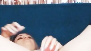Slim blonde with cat ears has anal sex with a sex toy