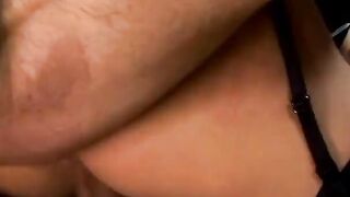 Good dark hair blows on 2 rough thick dicks at once