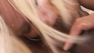 Hot blond gets her booty boned hardcore doggy style