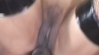 Coloured whore deep throat sucks long ebony penis and ride it