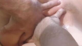 beauty blonde blows bro's big penis and nuts, then straddles