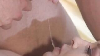 beauty blonde blows bro's big penis and nuts, then straddles