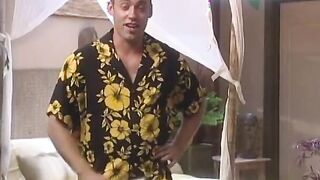beauty blonde blows bro's big penis and nuts, then straddles