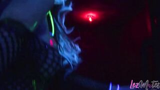 Penetrating tight bald pussies with a monster vibrator