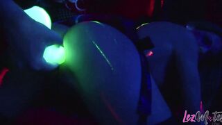 Penetrating tight bald pussies with a monster vibrator