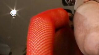 White whore sits on a long white dick and grinds it rough