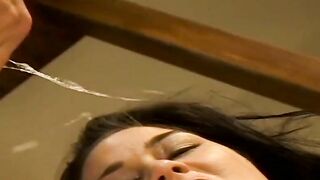 Slim dark haired into running shoes takes cock into the house