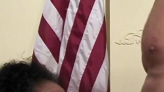 Old white-stockinged ebony lady spreads her legs so bro