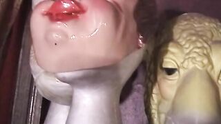 Redheaded lover has her high heeled boots licked by stud