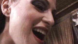 Redheaded lover has her high heeled boots licked by stud