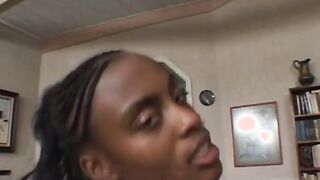 Turned On african sits on a long white penis and fucks it rough