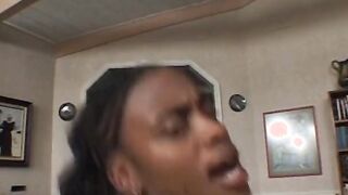 Turned On african sits on a long white penis and fucks it rough
