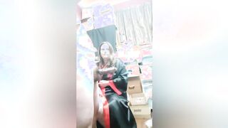 Showing off my new leather skirt
