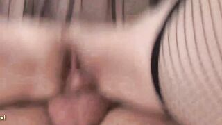 Miss Lady Has Her Shaved Snatch Fucked Into Fishnet Tights