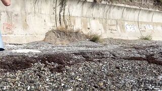 4 men banged! rough stranger on the beach