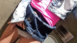 Blonde at bathroom masturbating and fingers
