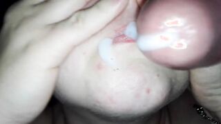 Cum on her lips